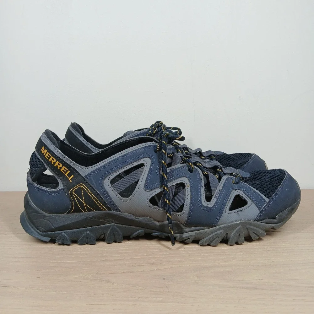 Merrell All Out Blaze Sieve Men's 11 Navy Blue Leather Mesh Hiking Water Sandals
